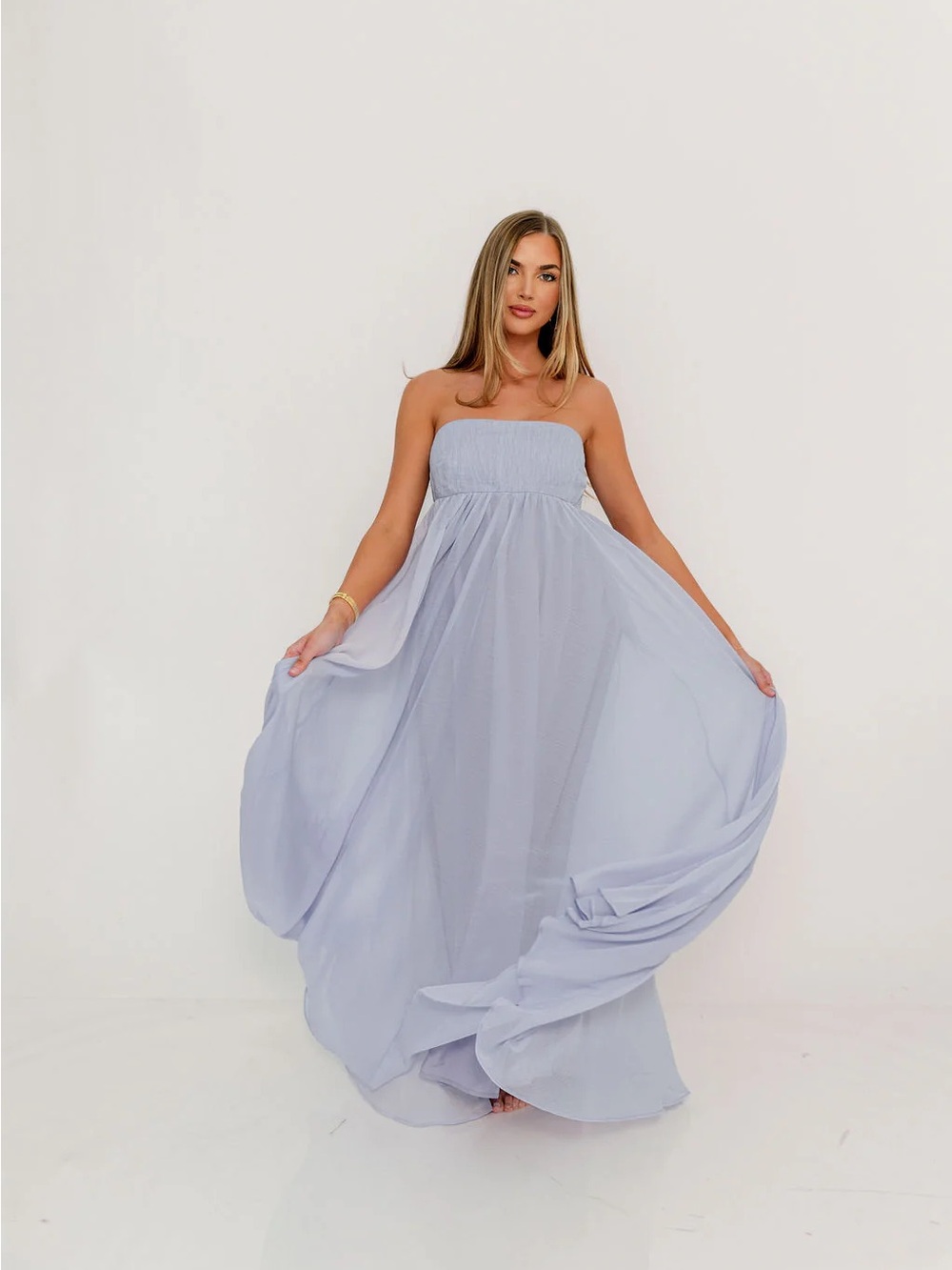 Periwinkle Strapless Maxi Dress